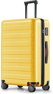 NINETYGO28-Inch Spinner Suitcase, Hardshell Luggage with Spinner Wheels, TSA Approved, Large Capacity for 10-14 Days Travel (Checked, Midnight Black, Rhine), Sunflower Yellow, Checked 24-Inch,