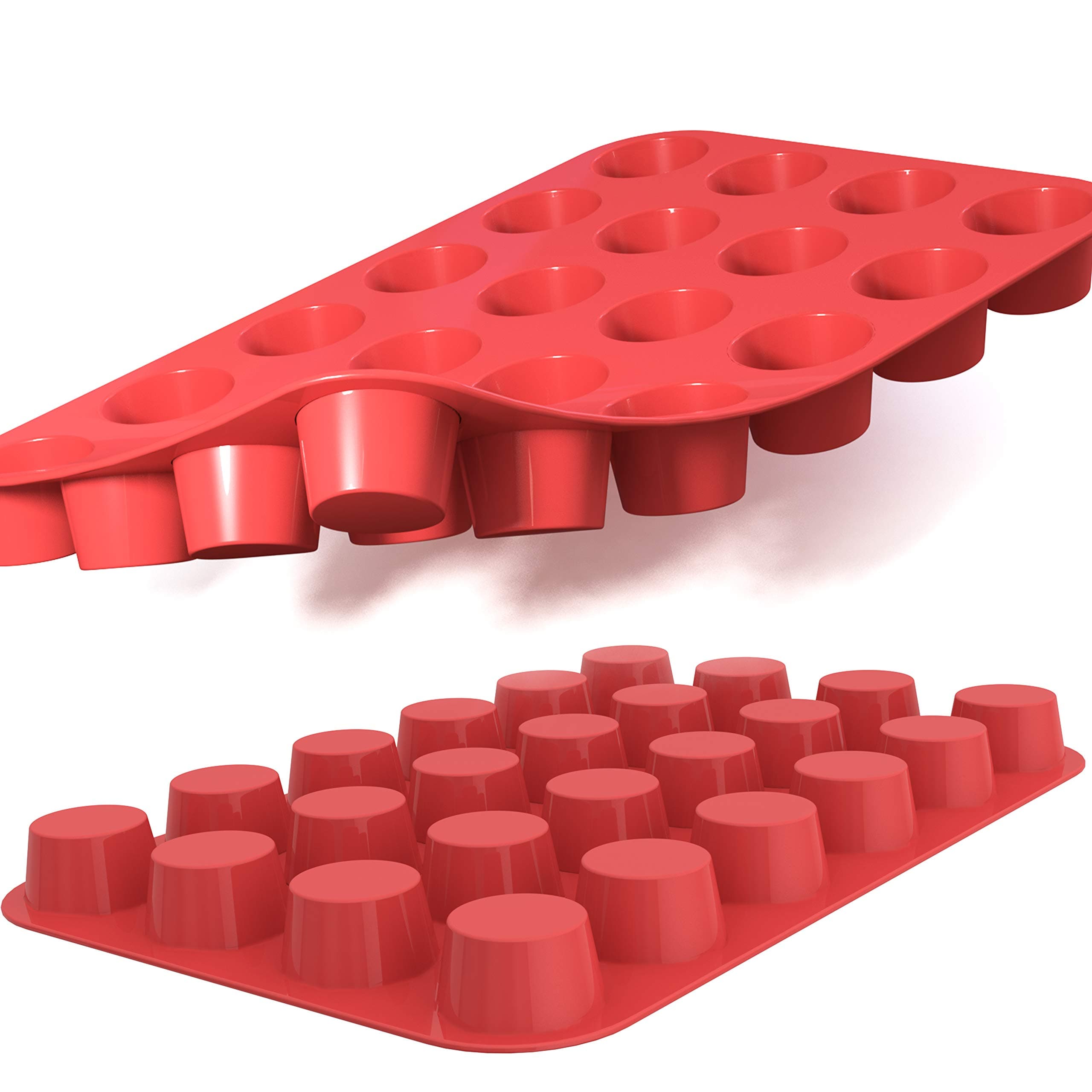 Rust free Universal 24 Cups Silicone Mini Mold for CHRISTMAS MUFFINS ICE COFFEE CUBES KETO FAT BOMBS SNACKS WAX or SOAP SAMPLES for everyday use, 2 in a PACK from NEWTONS APPLE