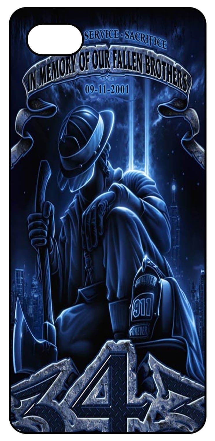 Firefighter iPhone Se Case, Soft Rubber TPU Silicone Rubber Silicone Phone Case Cover for iPhone 5/ 5S/ iPhone Se -American Flag Firefighter Emblem in Flames