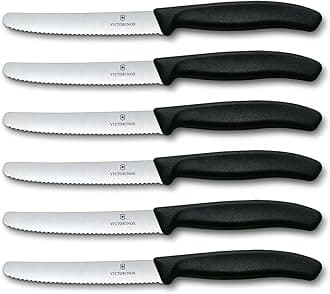Swiss Classic 6-Piece Steak Knife Set, 4-1/2-Inch Serrated Blades with Round Tip, 4-Inch