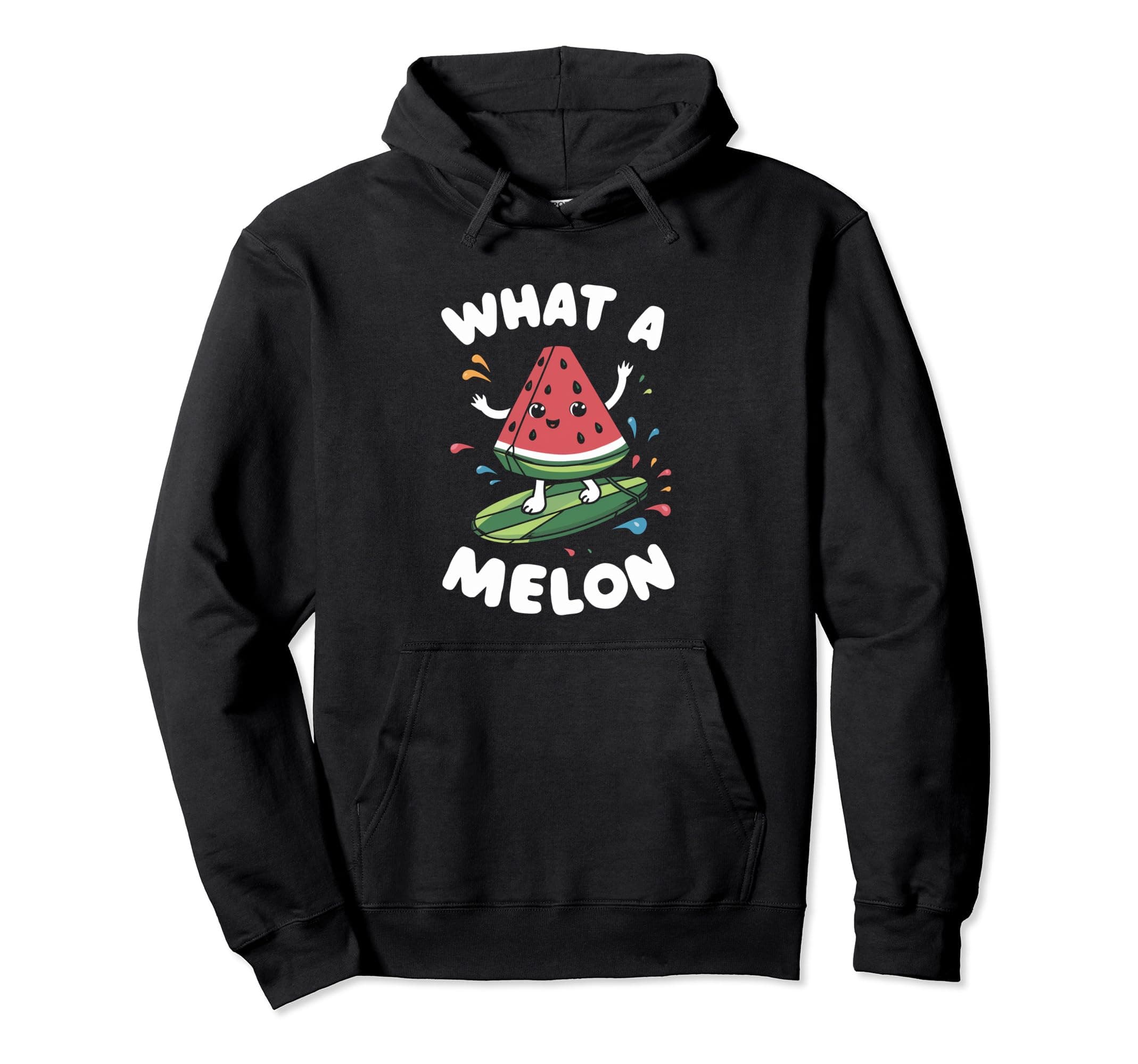 What A Melon - Surfing Watermelon Summer Fun Pullover Hoodie
