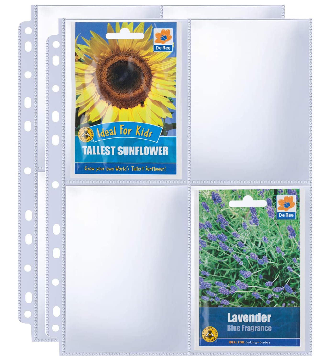 240 Pockets 3.5x5” Seed Packet Sleeves, 30 Pack Double Sided 4 Pocket Seed Organizer Sheet,Heavy Duty Garden Seeds Storage Pages for 3 Ring Binder, 8.5x11” Top Loading Clear Photo, Index Card Sleeves