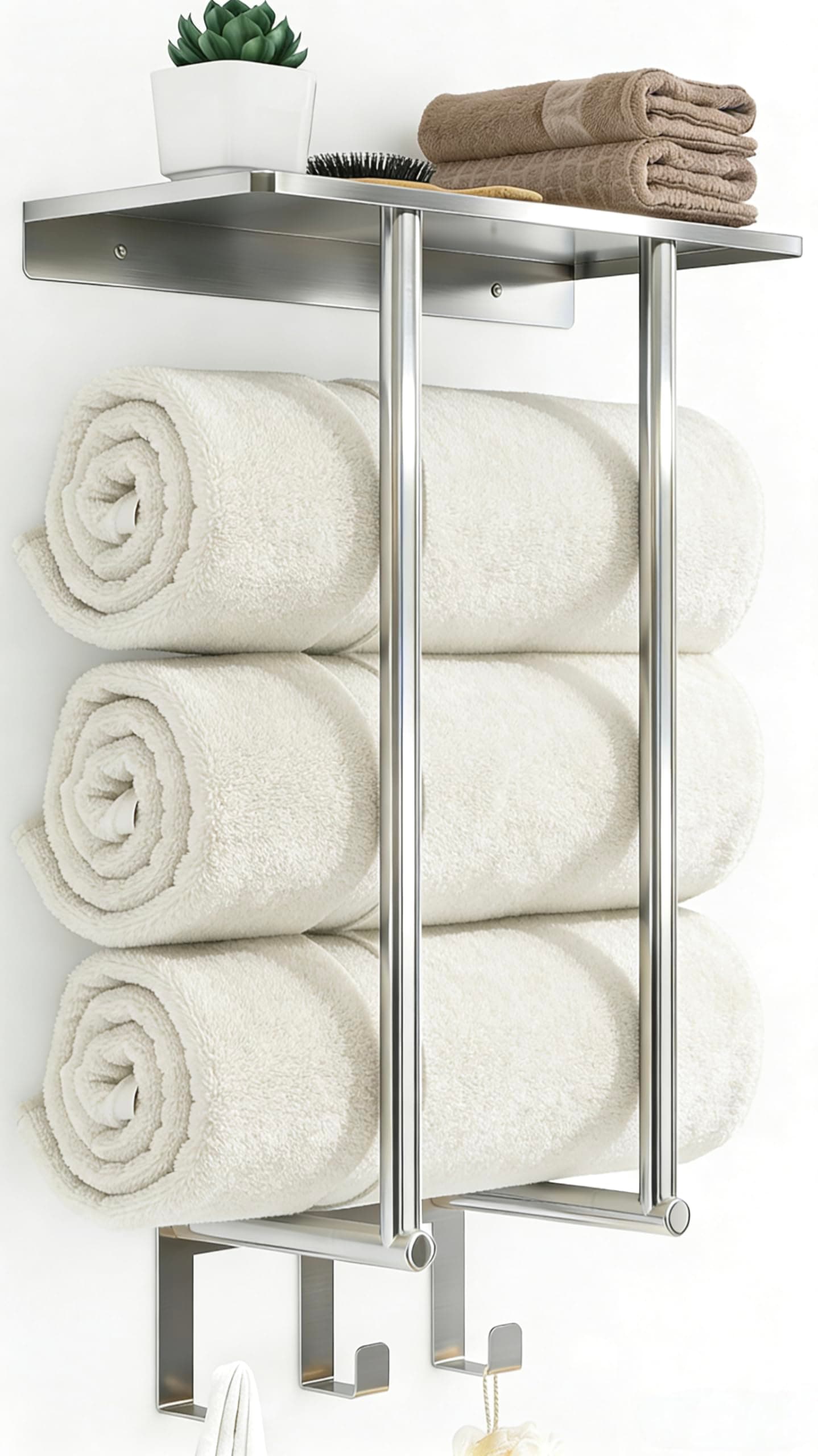 Towel rack with shelf