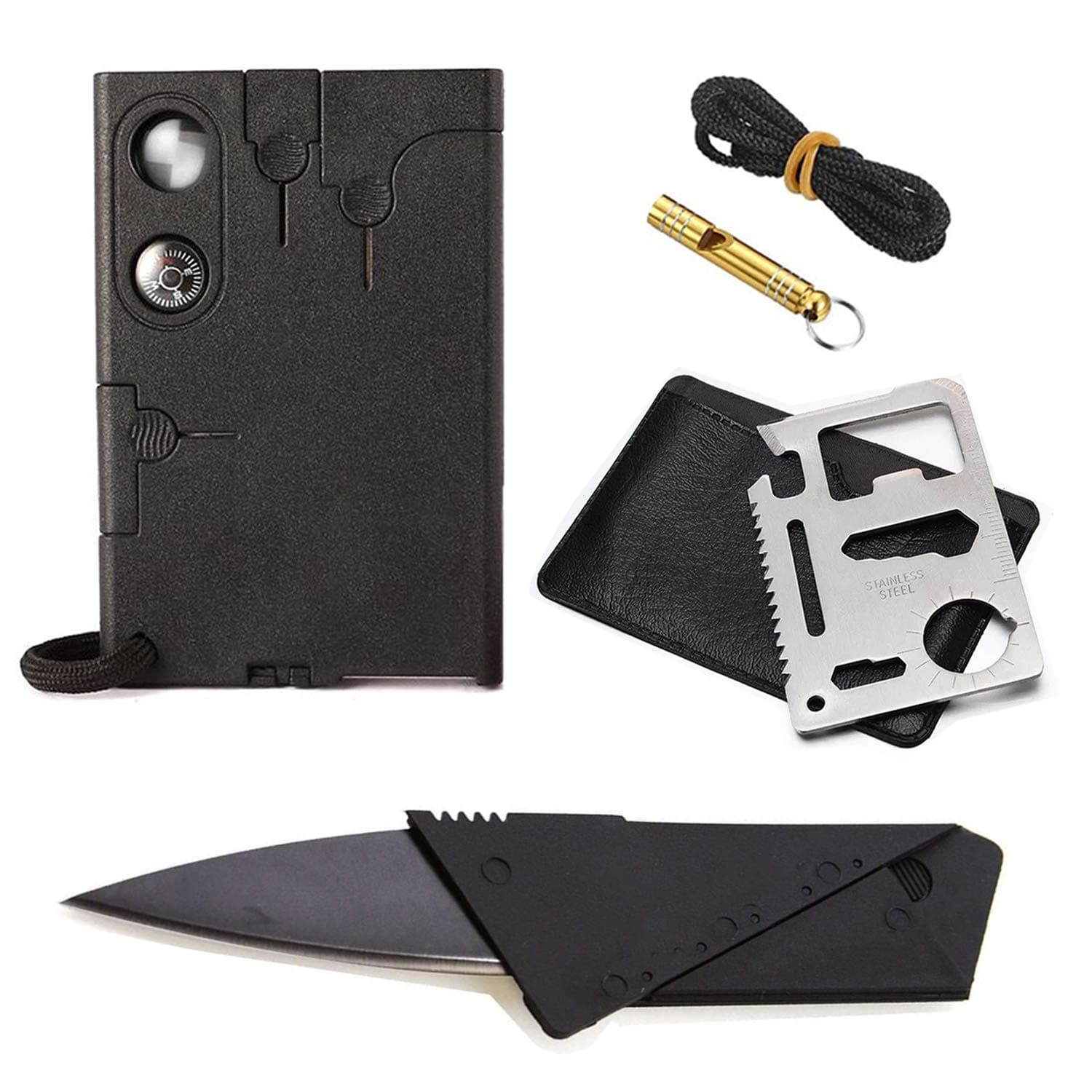 Credit Card Multitool Pocket Tool Kit with Upgrade 18 IN 1 Survival Card Tool, 11 IN 1 Multitool Card, Folding Card Knife by Truslin - 3 pack