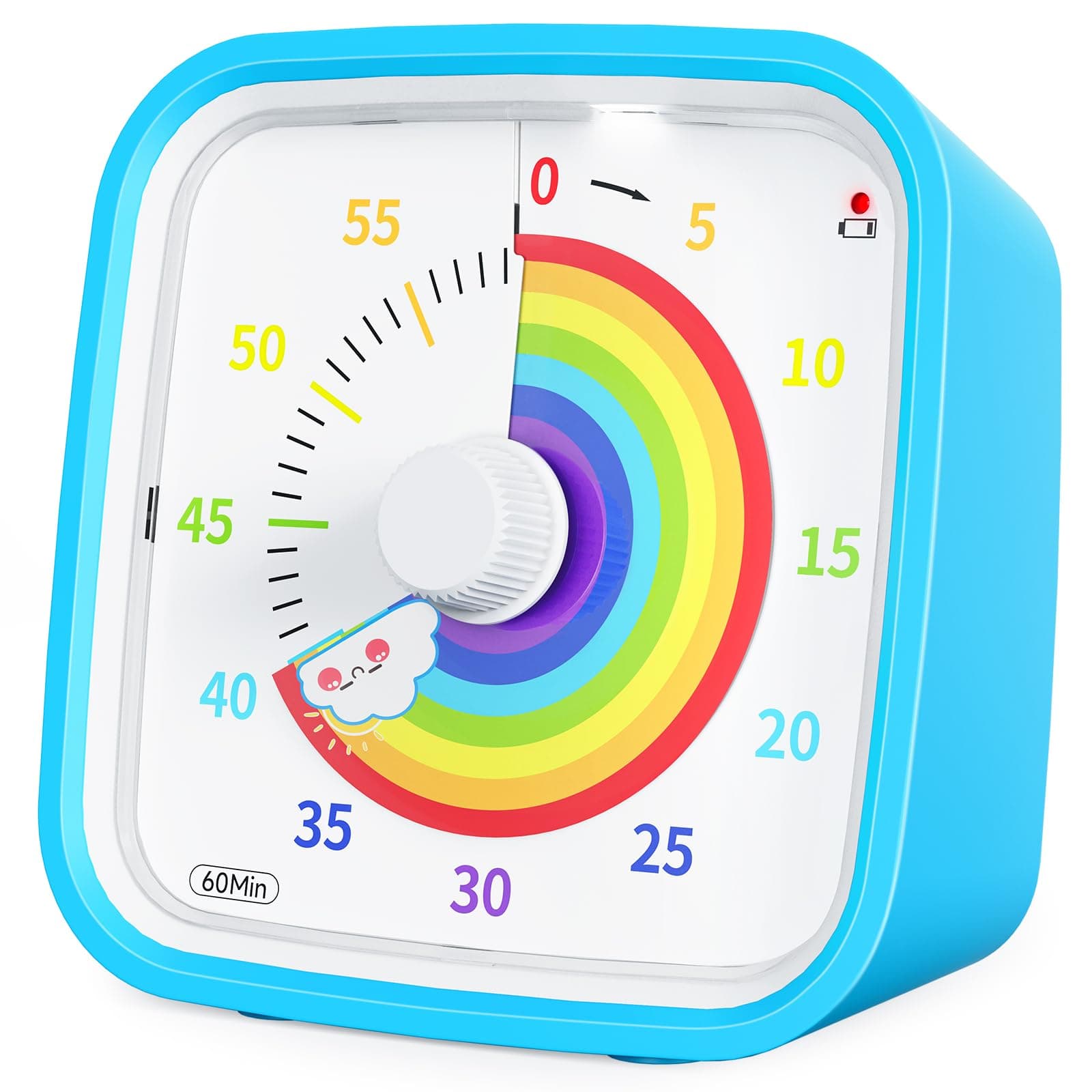 Yunbaoit Rainbow Disk Visual Timer with Protective Case, 60 Minute Countdown Timer for Kids and Adults, Silent Time Management Tool(Blue)