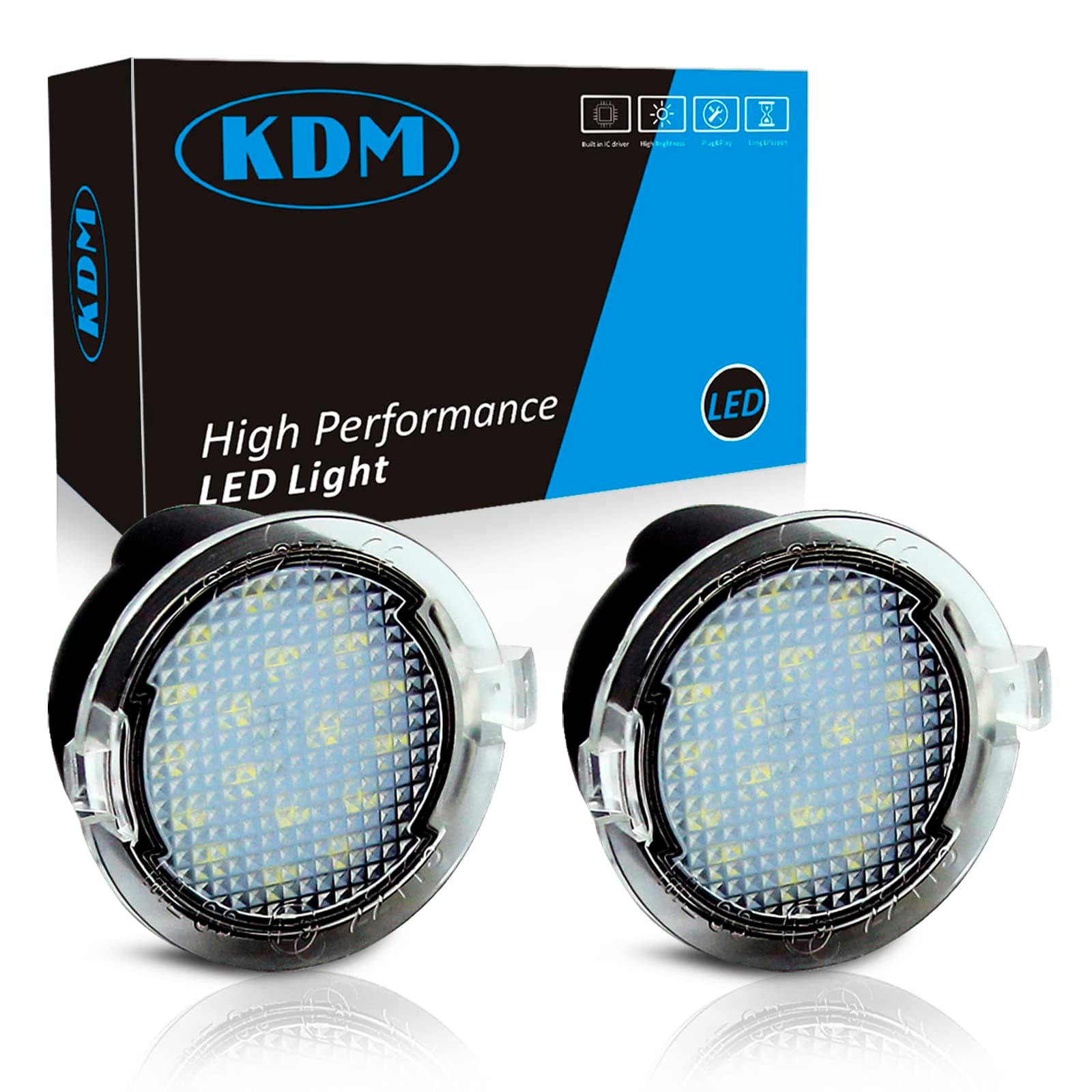 KDM LED Side Mirror Puddle Lights Assembly Fit for Fo-rd F150 Edge Expedition Explorer Fusion Taurus Flex Taurus Under Puddle Mirror Lamps,6000k White 2Pack
