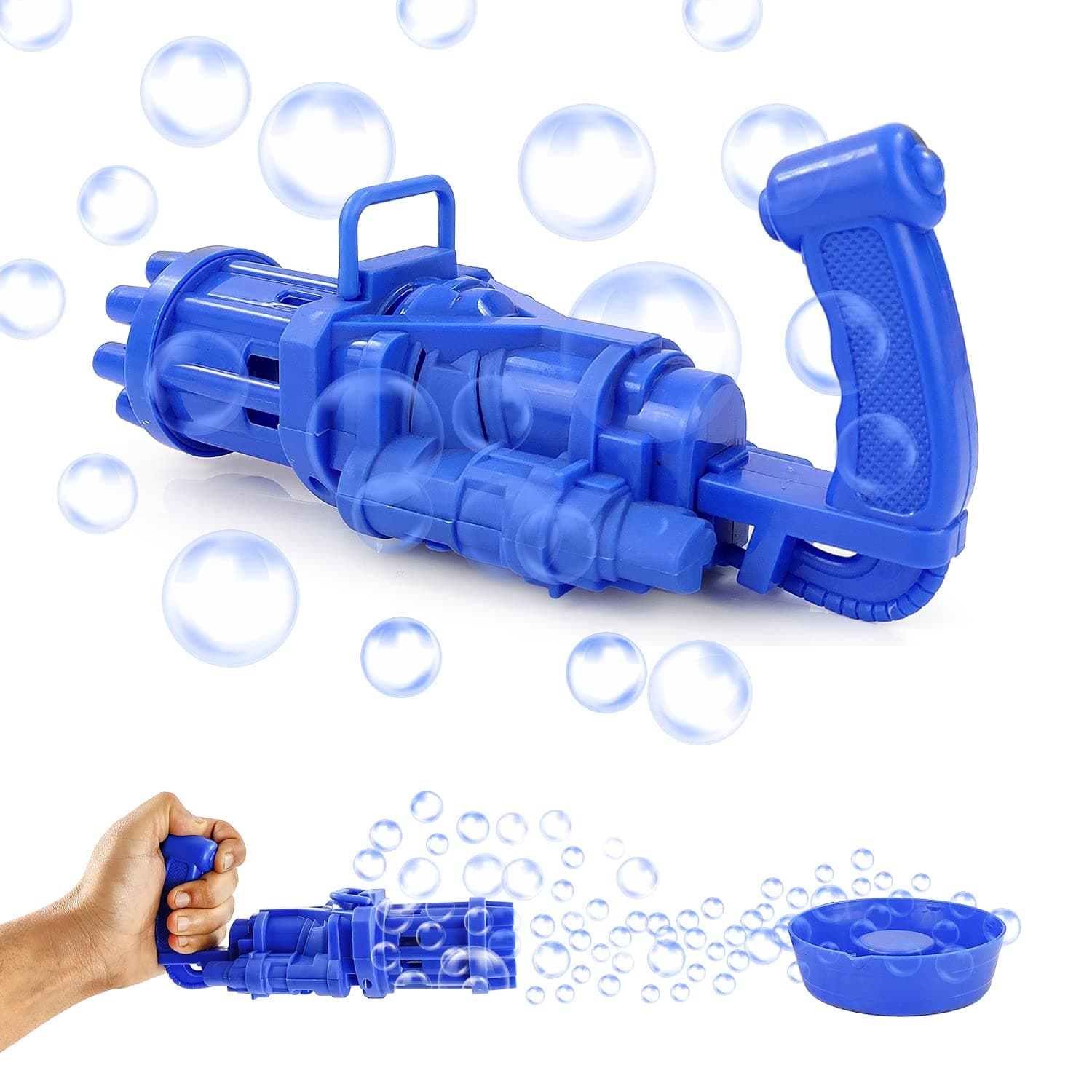 Trade Globe Gatling Bubble Gun, Automatic Bubble Machine Gun Toy for Boys, Girls & Kids - Outdoor & Indoor Game Pack of 1 - Blue