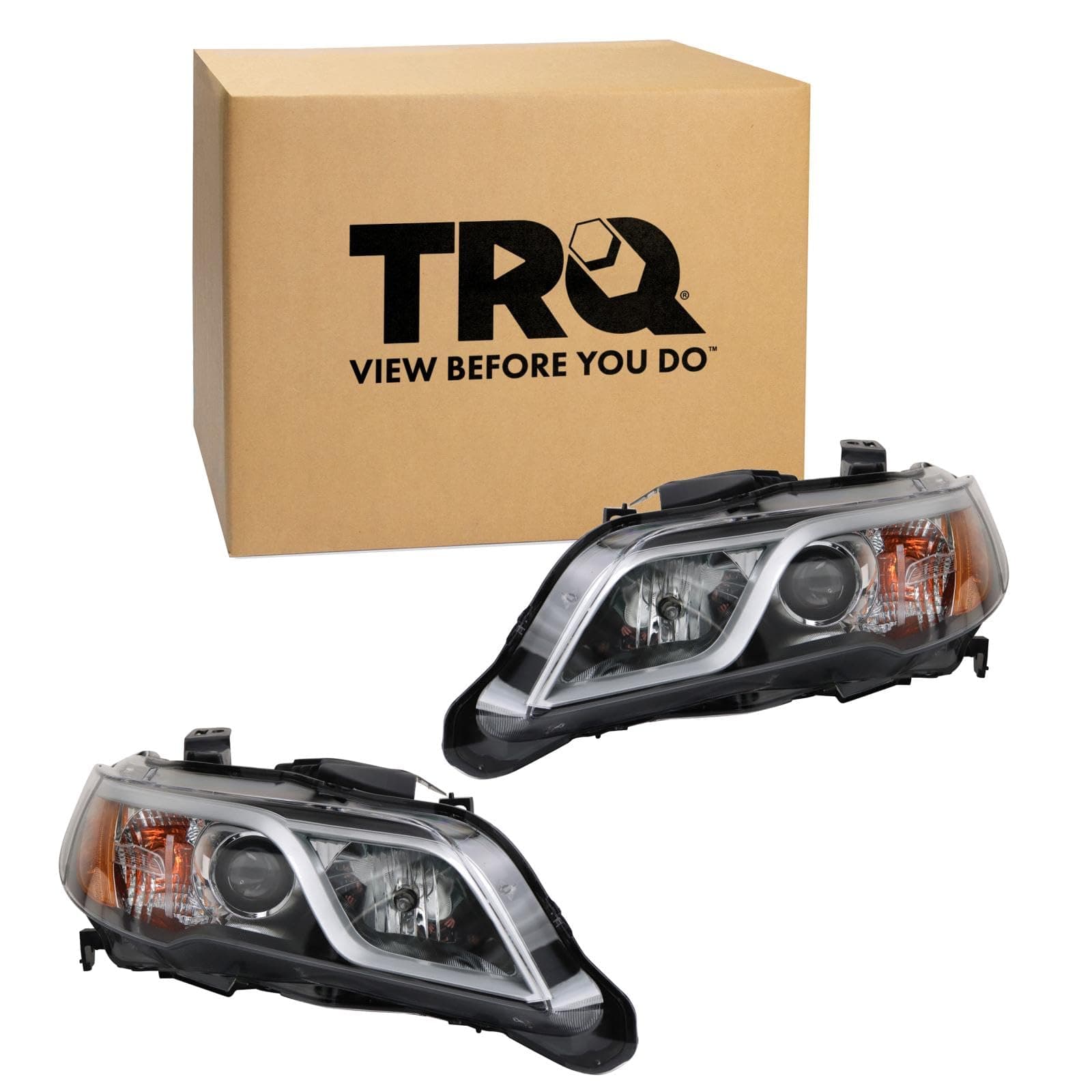 TRQ Driver & Passenger Side Halogen Headlight Assembly for 2013-2015 Acura RDX with Halogen Headlights | 2 Piece Set
