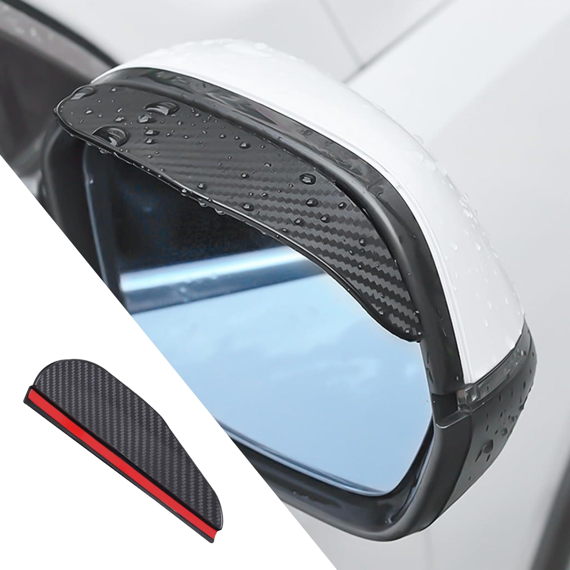 Car Rear View Mirror Rain Visor Guard, 2 Pcs Black Rain Eyebrow for Side Mirror, Waterproof Auto Mirror Visor Smoke Guard Cover, Accessories for Most Car SUV Truck (Carbon Fiber, 2)