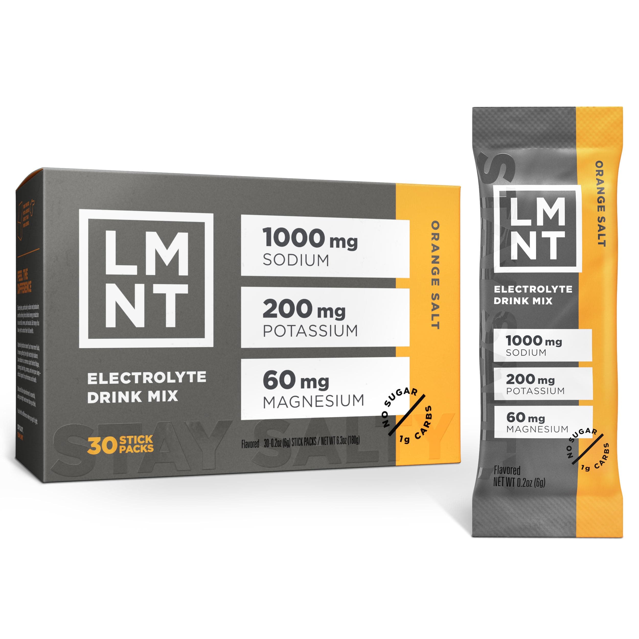 Drink LMNT Zero-Sugar Electrolytes - Orange Salt - Hydration Powder Packets | No Dodgy Ingredients | Keto & Paleo Friendly | 30 Sticks