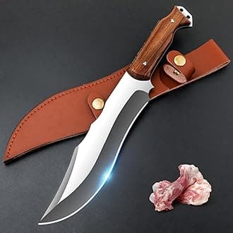 Meat Cleaver Heavy Duty Butcher Full Tang Knife with Sheath,Chef's Knives,Vegetable Cleaver Knife Chopper,Machete for Kitchen Outdoor Camping BBQ(7.5)