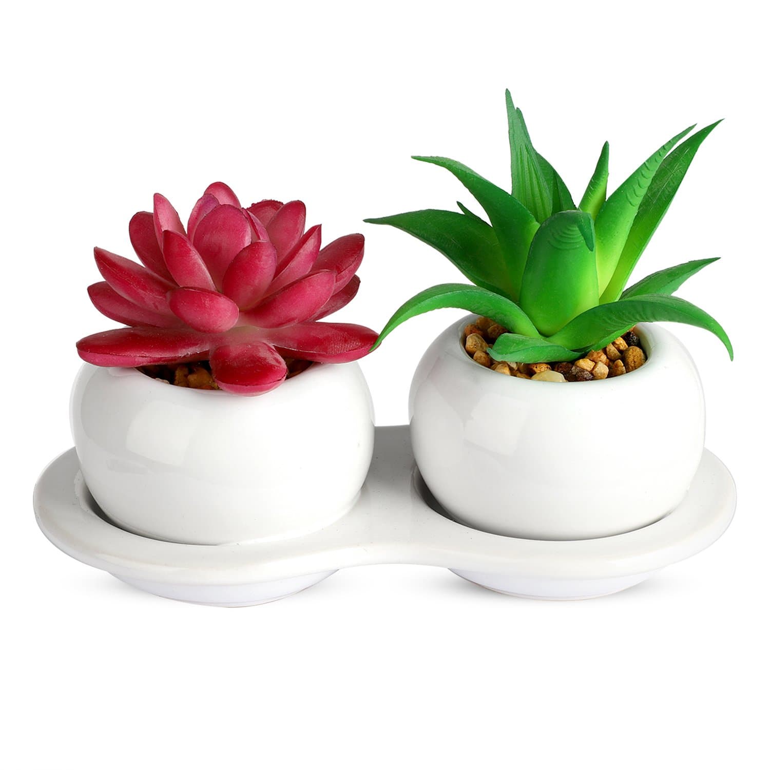 Home Decor Office Decor--Artificial Shrubs Artificial Succulent Plants Mini Fake Plants for Beautifying Our Life and Home Environment (White A)