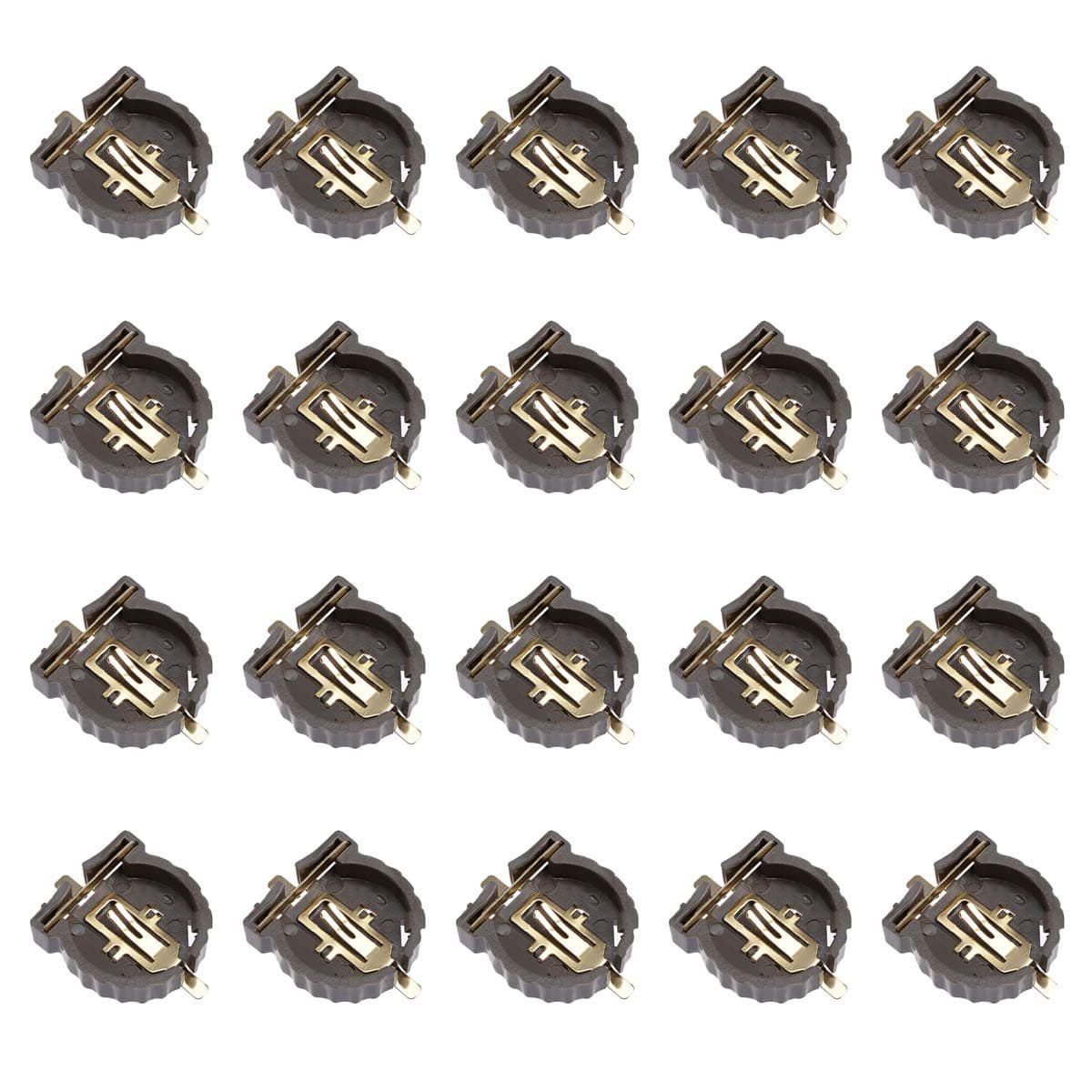 20 Pcs CR1220 Horizontal Coin Button Battery Holder Brown Container Case