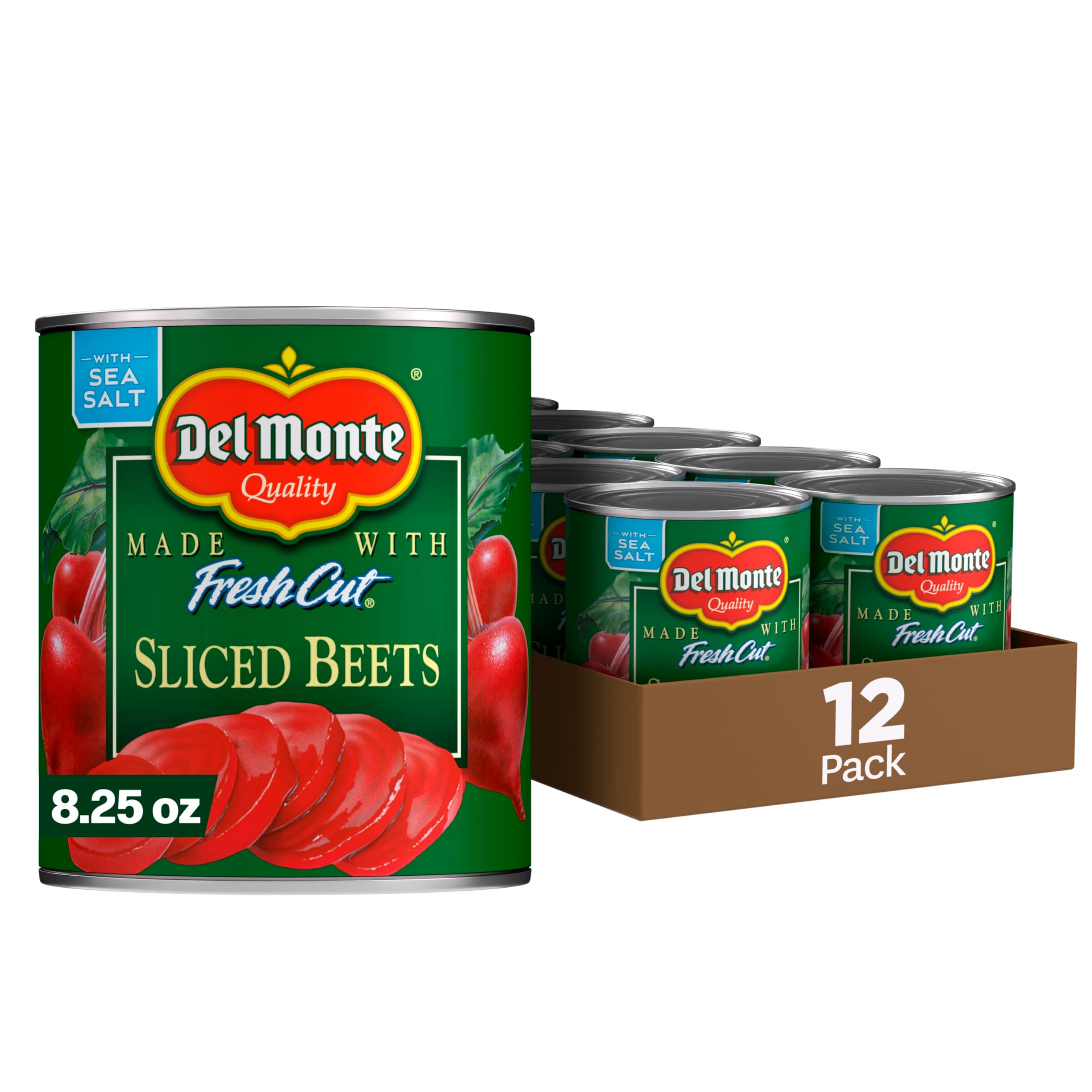 Del Monte Fresh Cut Sliced Beets, 8.25 oz. Can, Canned Vegetables (Pack of 12)