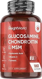 Glucosamine and Chondroitin Supplement - 180 Capsules - Up to 6 Months Supply - with Hyaluronic Acid, MSM, Vitamin C & Turmeric - Gluten-Free & Non-GMO Glucosamine & Chondroitin Complex