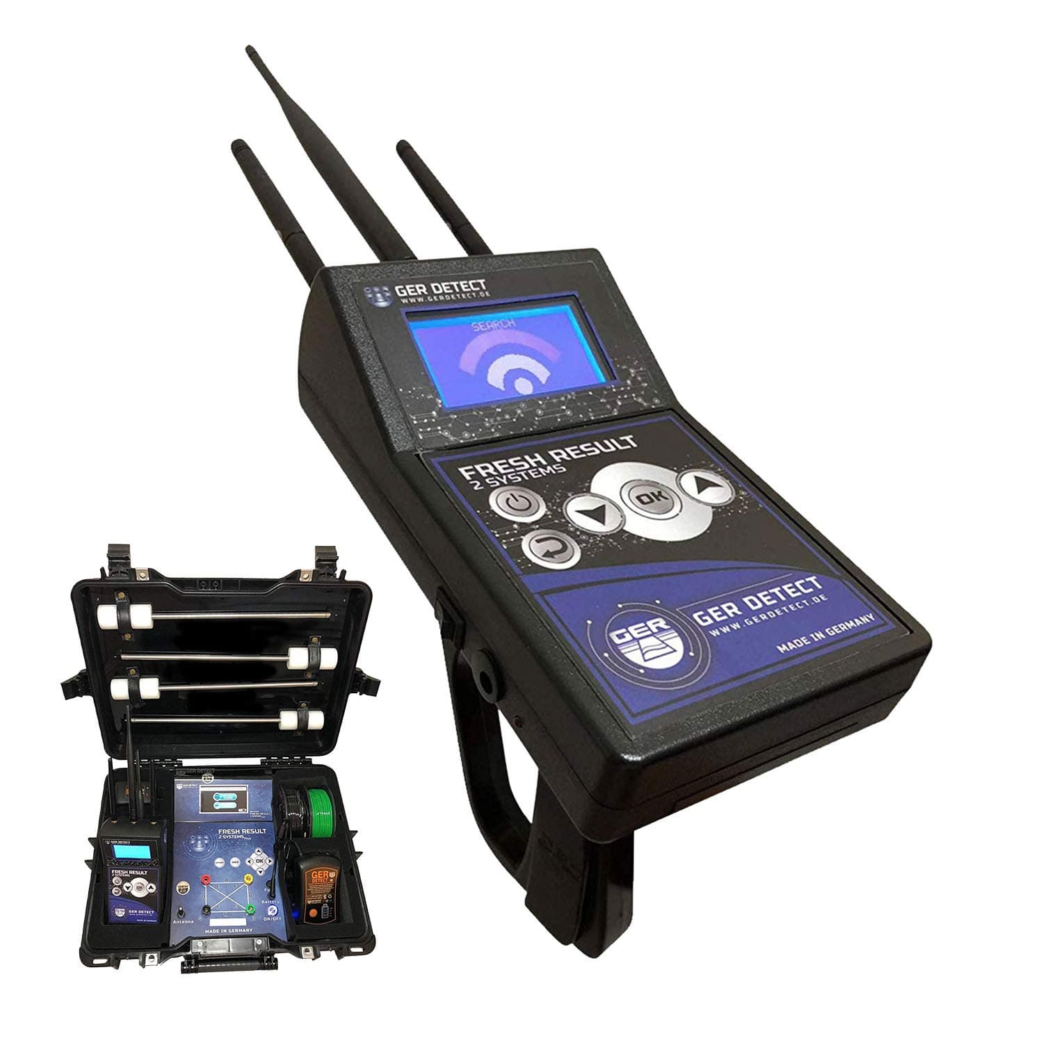 GER DETECT Fresh Result 2 Professional Underground Water Detector - Long Range Detector and Scanner for All Terrains - Well and Groundwater Finder