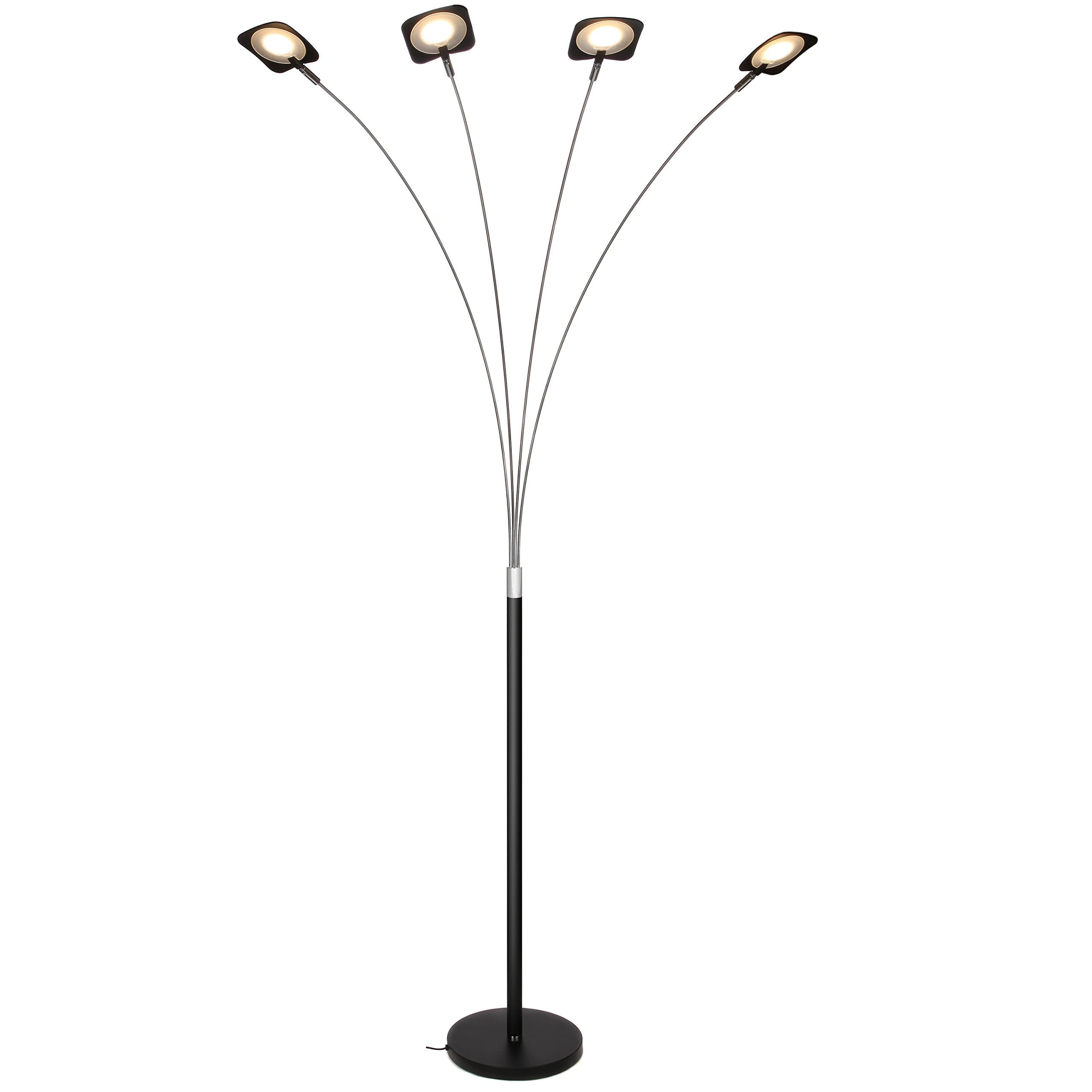 Brightech Orion 4 LED Arc Floor Lamp - Modern 4 Arm Standing Pole Light Goes Behind the Living Room Couch - Tall Hanging, Multiple Head Lighting for Reading, Offices - Jet Black
