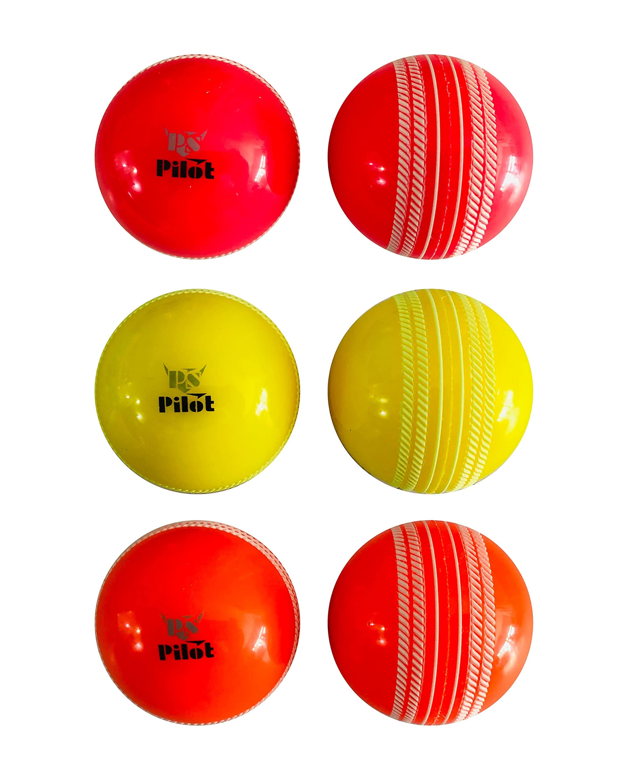 PS Pilot Cricket Practice Wind Ball in Heavy Weight Multicolour Set Pack of 6