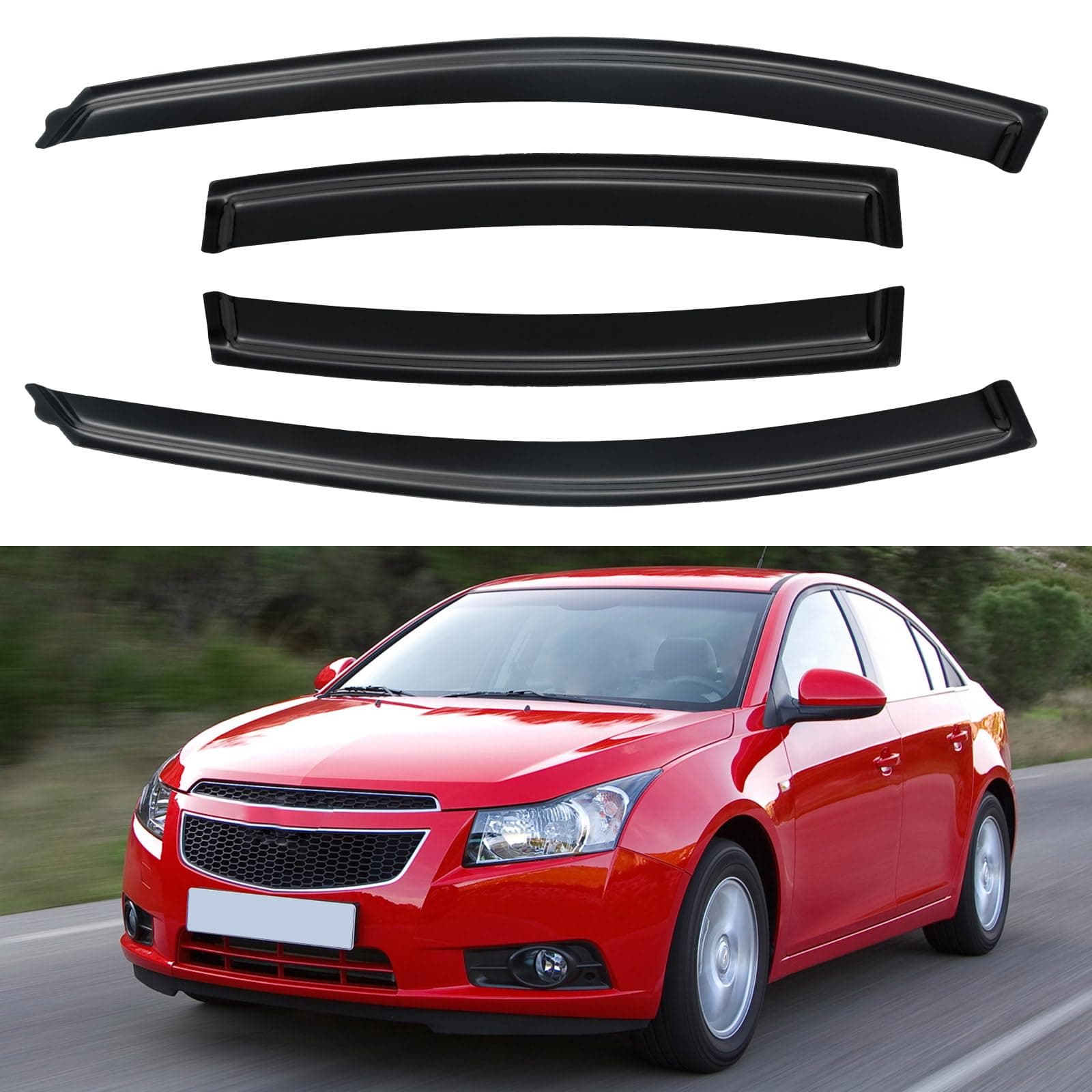 Window Visors Rain Guards Shield for 2011-2015 Cruze Sedan, Out-Channel Window Vent Wind Deflectors Visors Shades for 2016 Cruze Limited