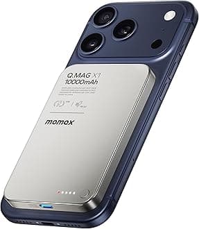 MOMAX Magnetic Wireless Power Bank 10000mAh, Ultra-Slim 0.5" MagSafe-Compatible Portable Charger, 20W USB-C PD Fast Charging, Battery Pack for iPhone 17/16/15/14/13/12 Series(Titanium)