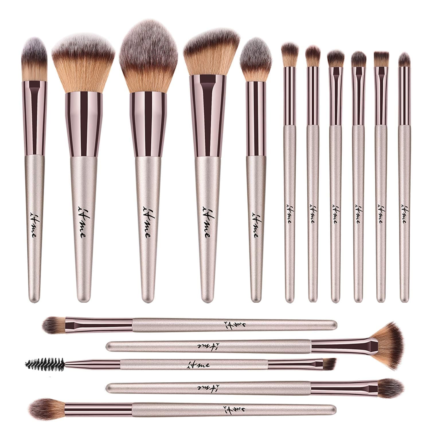 Makeup Brushes, ITME [Upgrade Version] Premium Makeup Brush Synthetic Cosmetics Professional Handle Makeup Brushes set, Kabuki Foundation Blending Makeup Brush Kit (Pack of 16,Rose Gold Champagne)
