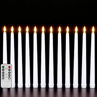 White Flameless Taper Candles with Remote, Flickering Battery LED Candlesticks Spring Home Candle Decor Set of 12