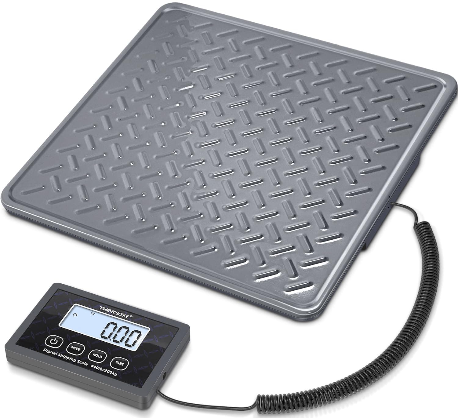 Shipping Scale, 440lb/1oz Digital Heavy Duty Postal Scale, Strong Steel Platform, Postage Scale with Hold/Tare/LCD Display, Scale for Packages, Luggage Scale, Battery&AC Adapter Included