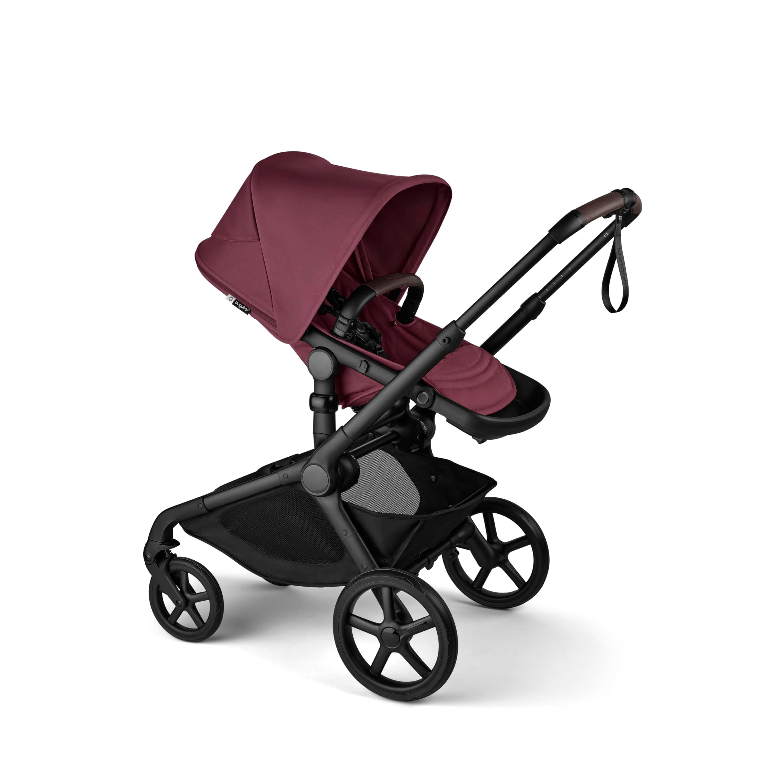 Kangaroo All-Terrain Single-to-Double Tandem Stroller for Infant and Toddler, for Up to Three Kids, XL Wheels, One-Hand Operation, Large Bassinet, XL Underseat Storage (Dark Cherry)