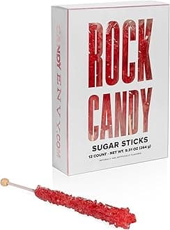 Candy Envy Red Rock Crystal Sticks - Strawberry Flavored - 12 Indiv. Wrapped