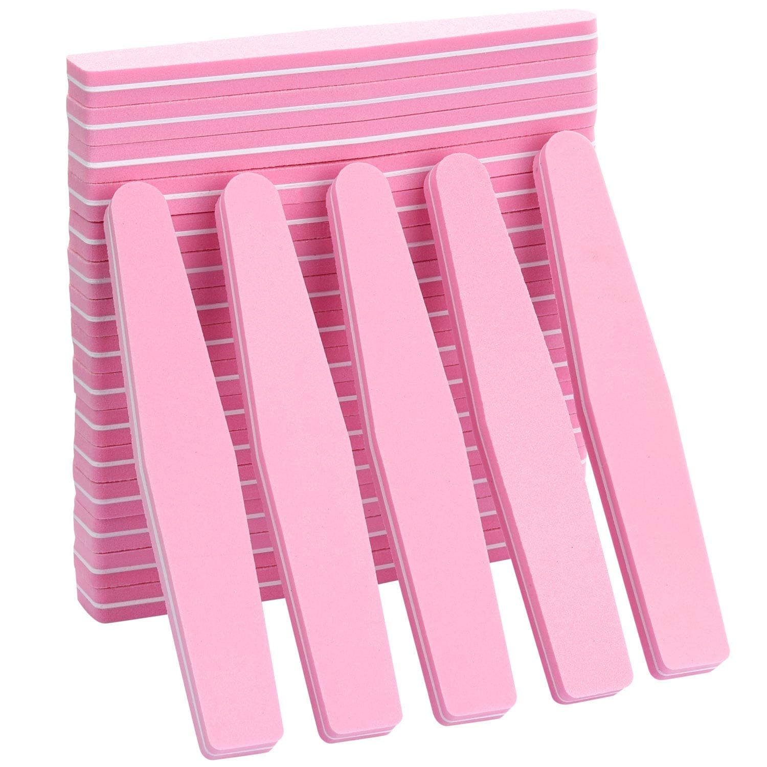 LoveBB 20Pcs Nail Buffer Block Files Sponge Washable Double Sided 100/180 Sanding Buffing File(Pink)