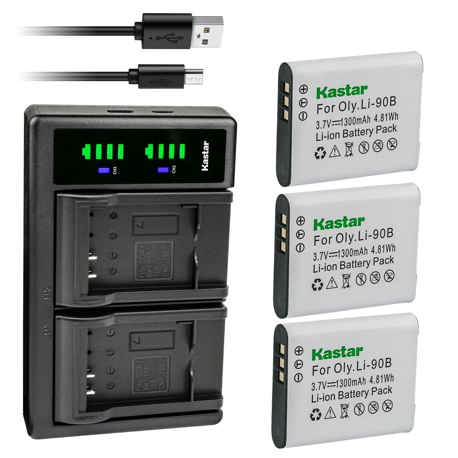 Kastar 3-Pack Battery and LTD2 USB Charger Replacement for Ricoh DB-110 Battery, Ricoh GR III Digital Camera, Ricoh GR IIIx Digital Camera, Ricoh WG-6 Digital Camera, Ricoh G900 Digital Camera