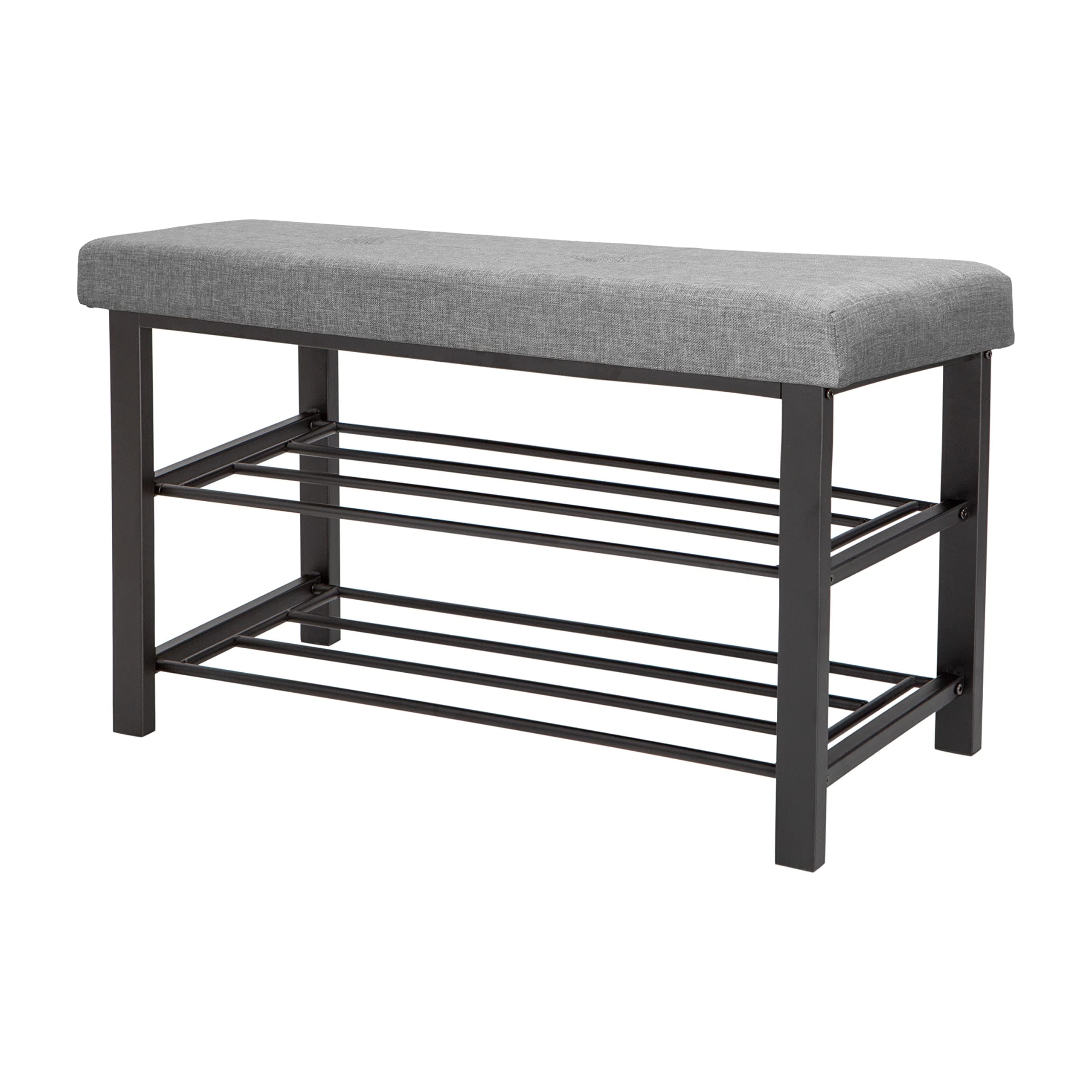 Simplify Storage Bench, Shoe Rack, Ottoman, Tufted, Padded Seating for Entryway, Bedroom, Closet & Hallway, Grey