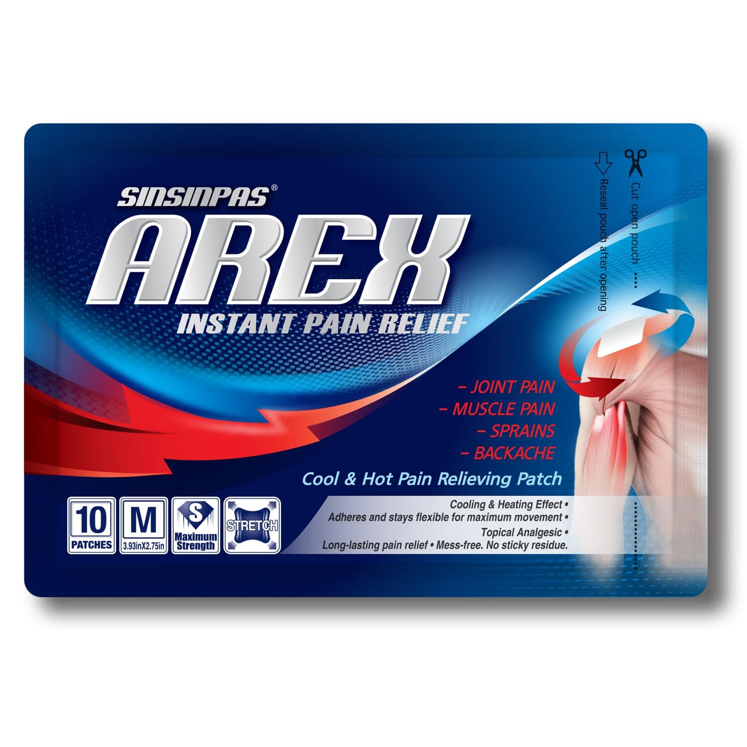 AREX Cool & Hot Pain Relieving Patch, Medium 1 Pack (10 Patches Total)
