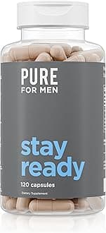 Pure for Men Original Vegan Cleanliness Stay Ready Fiber Supplement | Helps Promote Digestive Regularity | Psyllium Husk, Aloe Vera, Chia Seeds, Flaxseeds | Proprietary Formula | 120 Vegan Capsules
