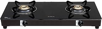 Elica Vetro Glass Top 2 Burner Gas Stove (662 Ct Vetro Blk) - Manual Ignition, Black
