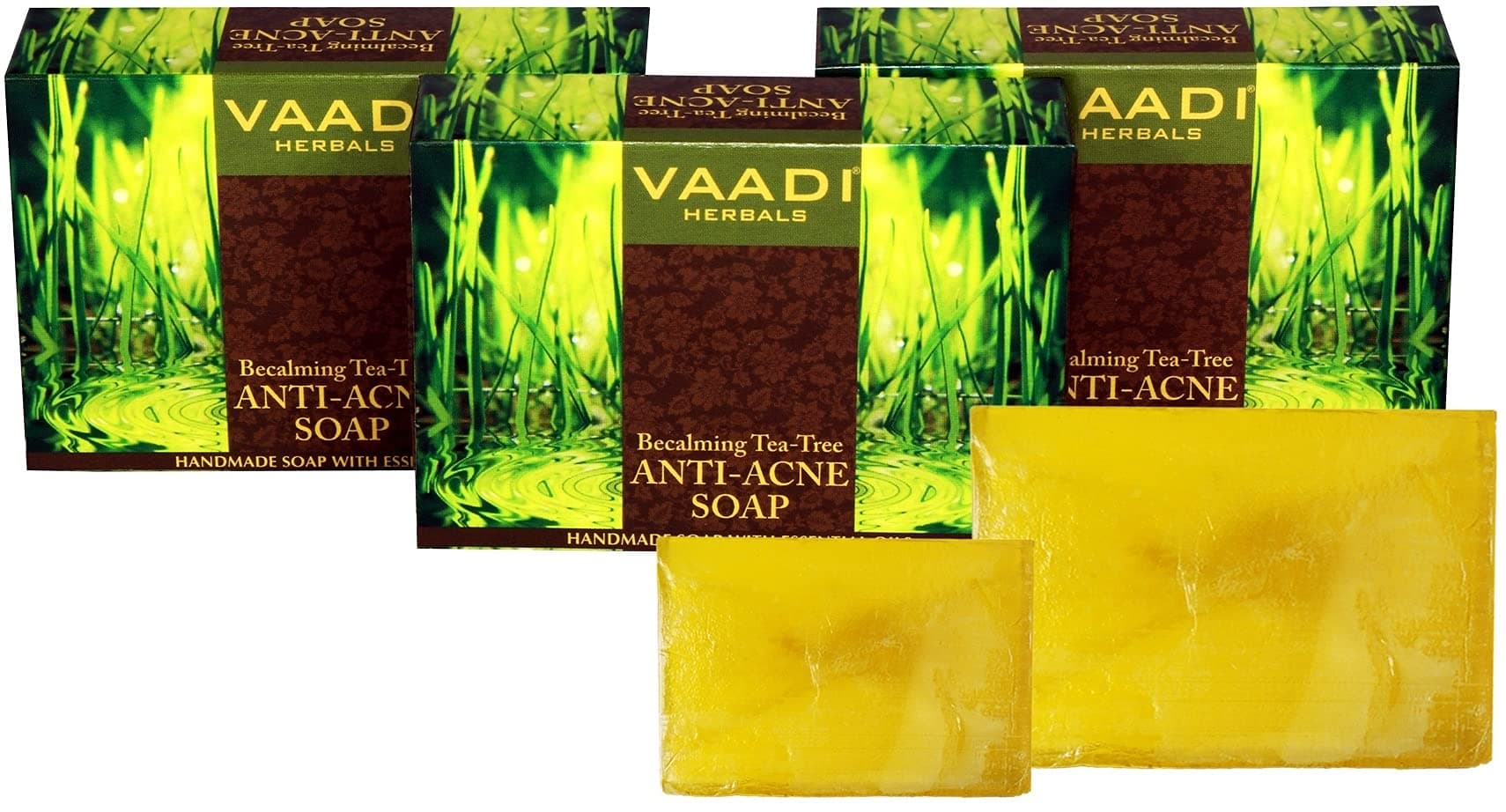 Vaadi Herbals Tea Tree Soap (DOUBLE SIZE) - Handmade Herbal Soaps ALL Natural - Best Natural Skin Moisturizer - Made with 100% Aromatherapy Oils - Each 150 Grams 5.3 Oz - Pack of 3 (1 Lb)