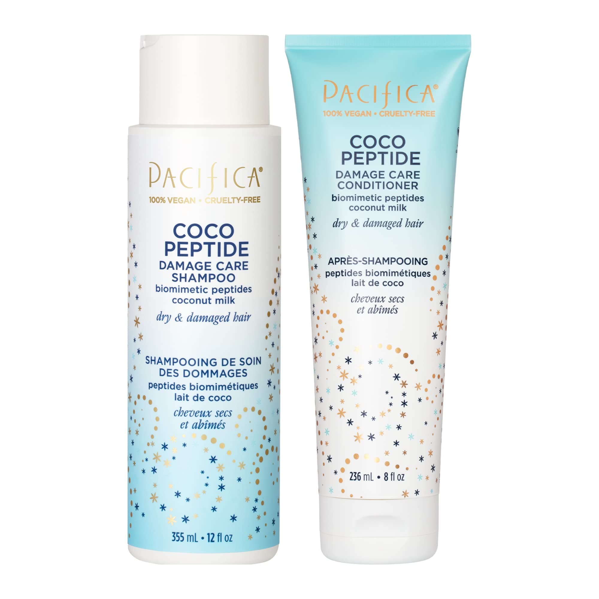 Beauty, Coco Peptide Damage Care Shampoo + Conditioner Set, Dry & Damaged Hair, Repair Damage from Bleach, Color, Chemical Services, & Heat, Coconut, Peptide, Treat Split Ends & Breakage