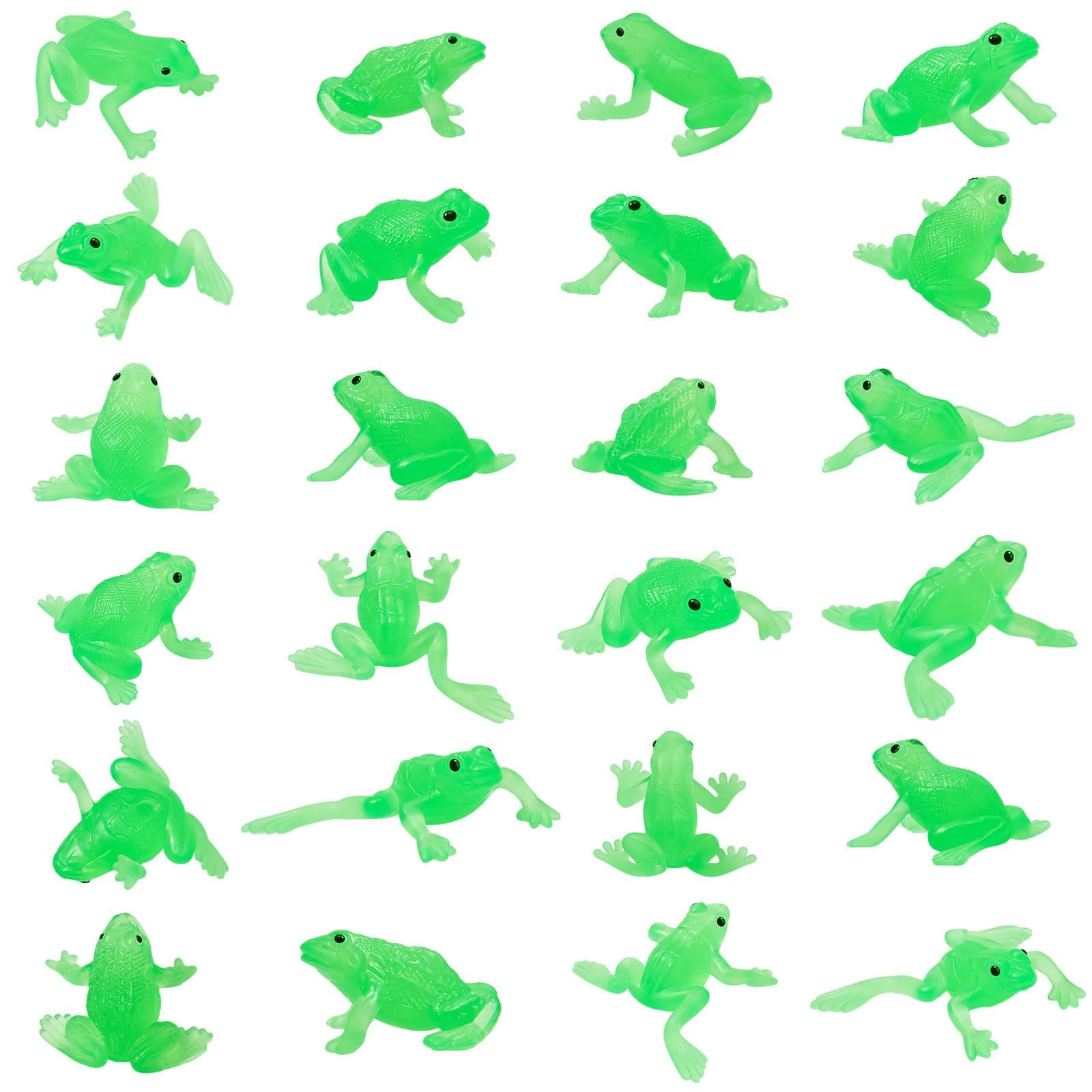 Jenaai 24 Pack Mini Rubber Frog Toy Tiny Realistic Passover Frogs Toy Rainforest Animals Figures for Passover Party Favors Early Education Teaching Aids Home Decors Food Models Photo Prop(Green)