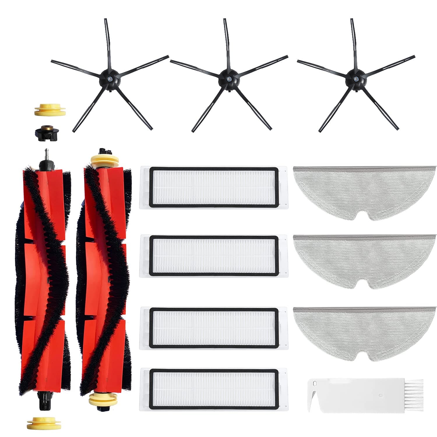 JoyBros 12-Pack Replacement Parts Compatible for S5 S5 MAX S6 S60 S65 S50 S55 E25 E35 Filter Mop Black Silicone Gel Sweeping Brush Accessories Replenishment Kit