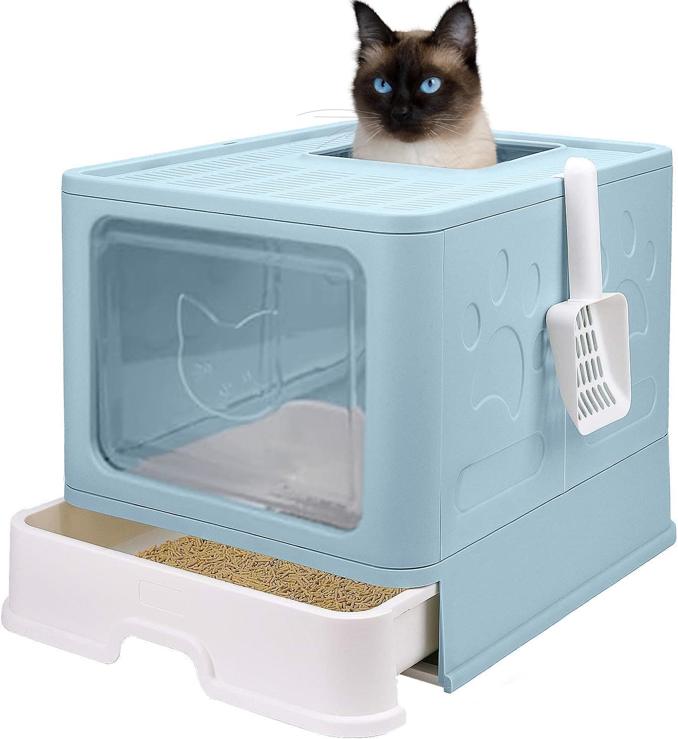 OTApet Cat Litter Box With Drawer (Blue)