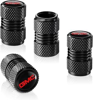 Tire Valve Stem Cap Cover for GMC Sierra Denali Canyon Terrain Yukon Jimmy Acadia Accessories Belt O-Ring Seal Corrosion Resistant Tire Valve Stem Air Cap 4 Pack Black