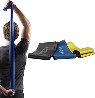 THERABAND Resistance Bands Set, Professional Elastic Band For Upper & Lower Body Exercise, Strength Training without Weights, Physical Therapy, & Pilates, Yellow & Blue & Black, Advanced