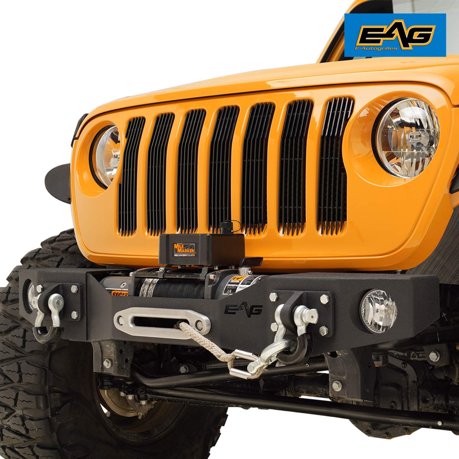 EAG Stubby Front Bumper with Fog Light Housing Fit for 18-22 Wrangler JL