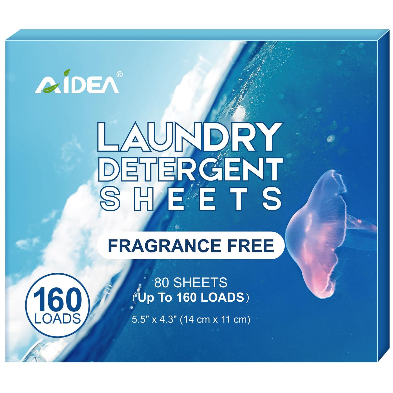 AIDEA Laundry Detergent Sheets, Unscented-(160 Loads) 80 Sheets, Laundry Soap, Washer Detergent, Liquid-Free Dryer Sheet for Travel, Home Washing
