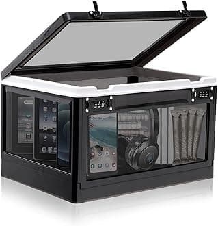 Lalifebuss Large Lock Box for Personal Items, 24 Litre Combination Lockable Storage Box for Office Locker/School/Medicine/Snacks/Phone Jail/Electronic/Home (Black&White)