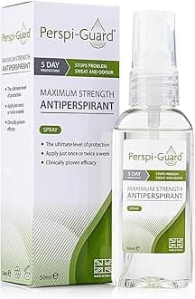 Perspi-Guard Maximum Strength Antiperspirant Spray 50 ml, 1-Pack, Strong Deodorant for Excessive Sweating & Hyperhidrosis, Anti Sweat Spray, Unscented