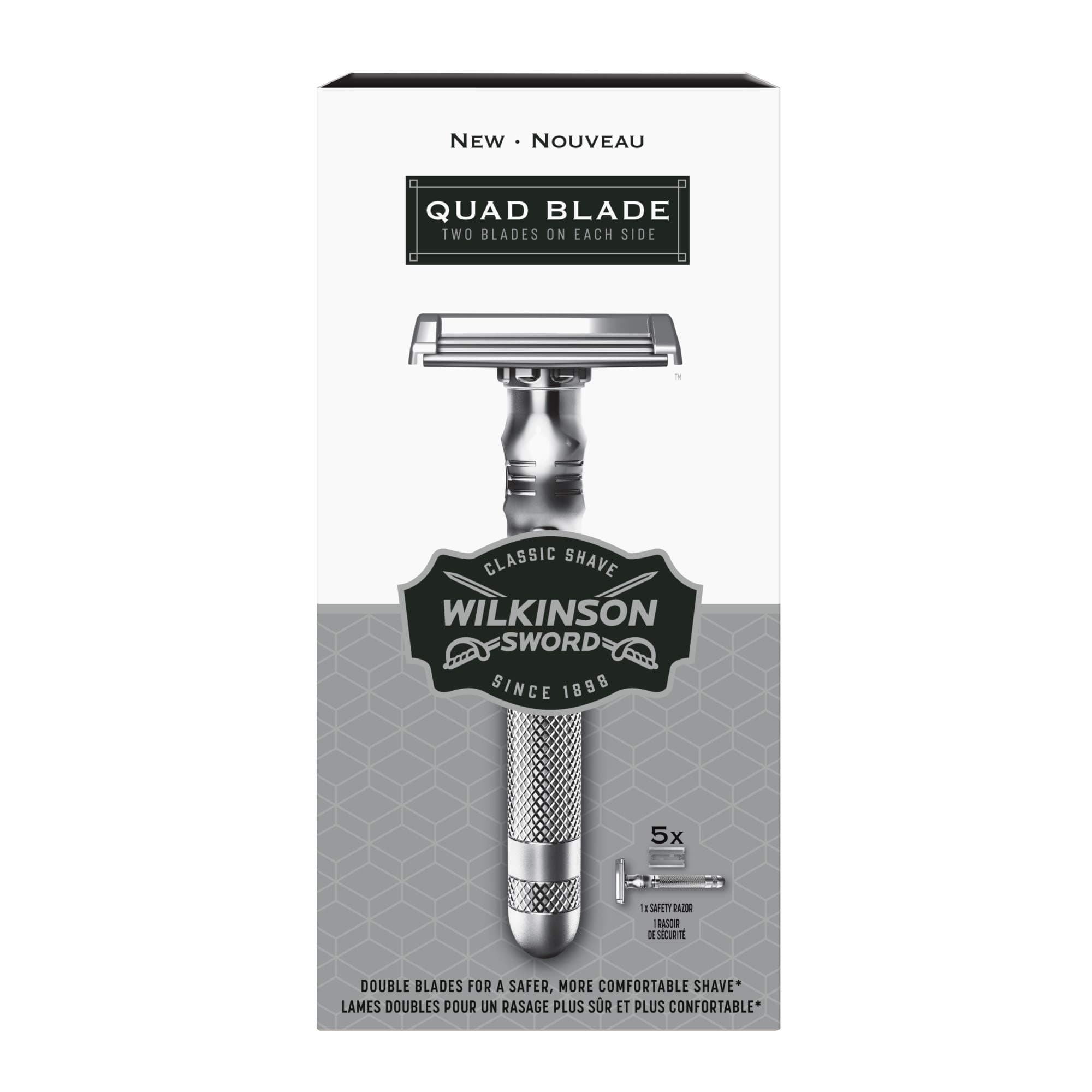 Wilkinson Sword Quad Blade Razor for Men with 5 Quad Blade Razor Refills