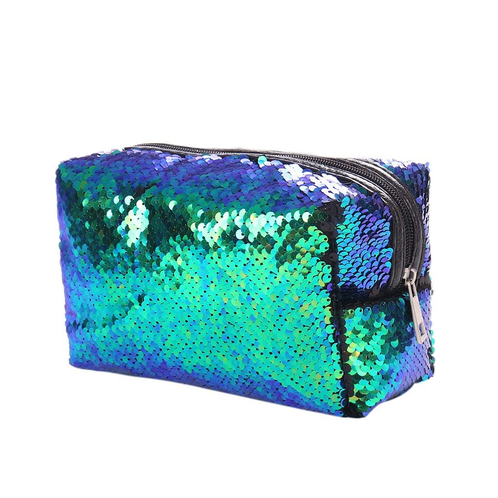 Mermaid Sequin Cosmetic Bag Magic Sequins Makeup Pouch Reversible Sequin Pencil Case for Girls Women