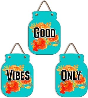 - Sehaz Artworks Home Decor Items For Living Room | Wooden Wall Hangings For Home Decoration | Home Decoration Items Stylish | Room Decor Wall Decor Items For Bedroom | Wall Art |Good Vibes Only - 30 Cm
