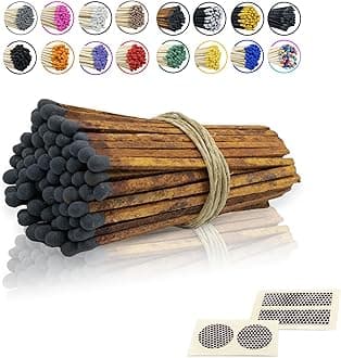4" Inch Long Wooden Refill Matchsticks with Strike Stickers - Safety Matches Wholesale Bulk Loose by Chandler Studio (Brown-Black, 50 Pieces)